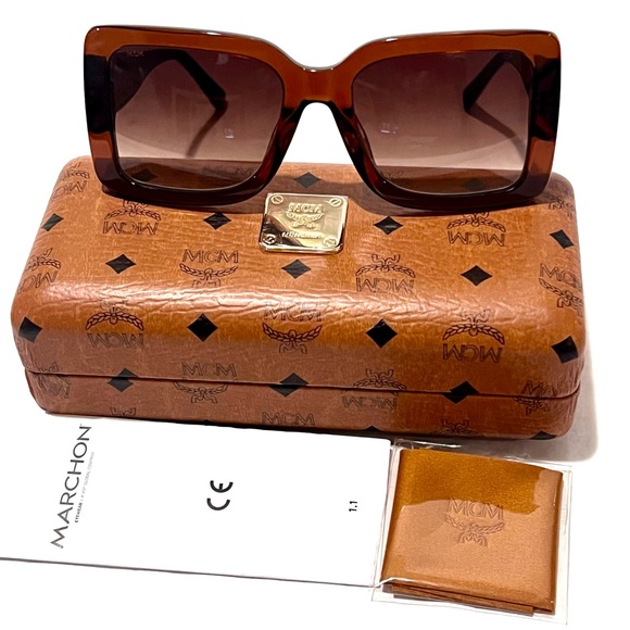 MCM 54mm Rectangular Sunglasses with Case/Cloth Brown/Cognac - Picture 3 of 13